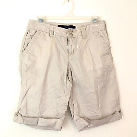 CALVIN KLEIN JEANS Solid Cream 100% Cotton Cuffed Lightweight Bermuda Shorts 4 - Picture 1 of 6